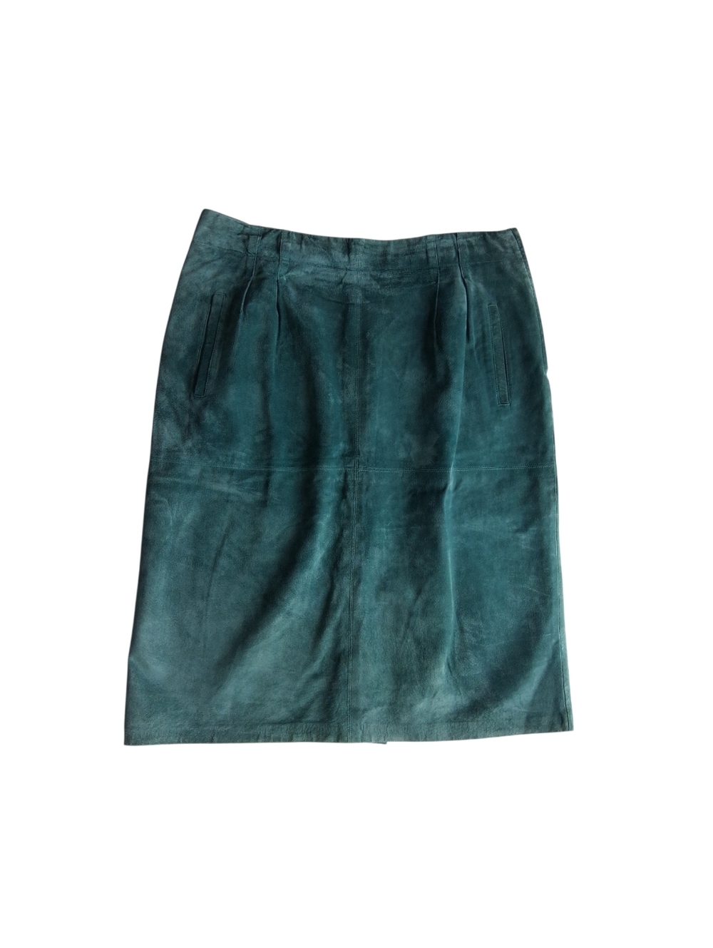 Vintage suede Skirt Evan Davies Leather Green Midi Pencil Size 16
